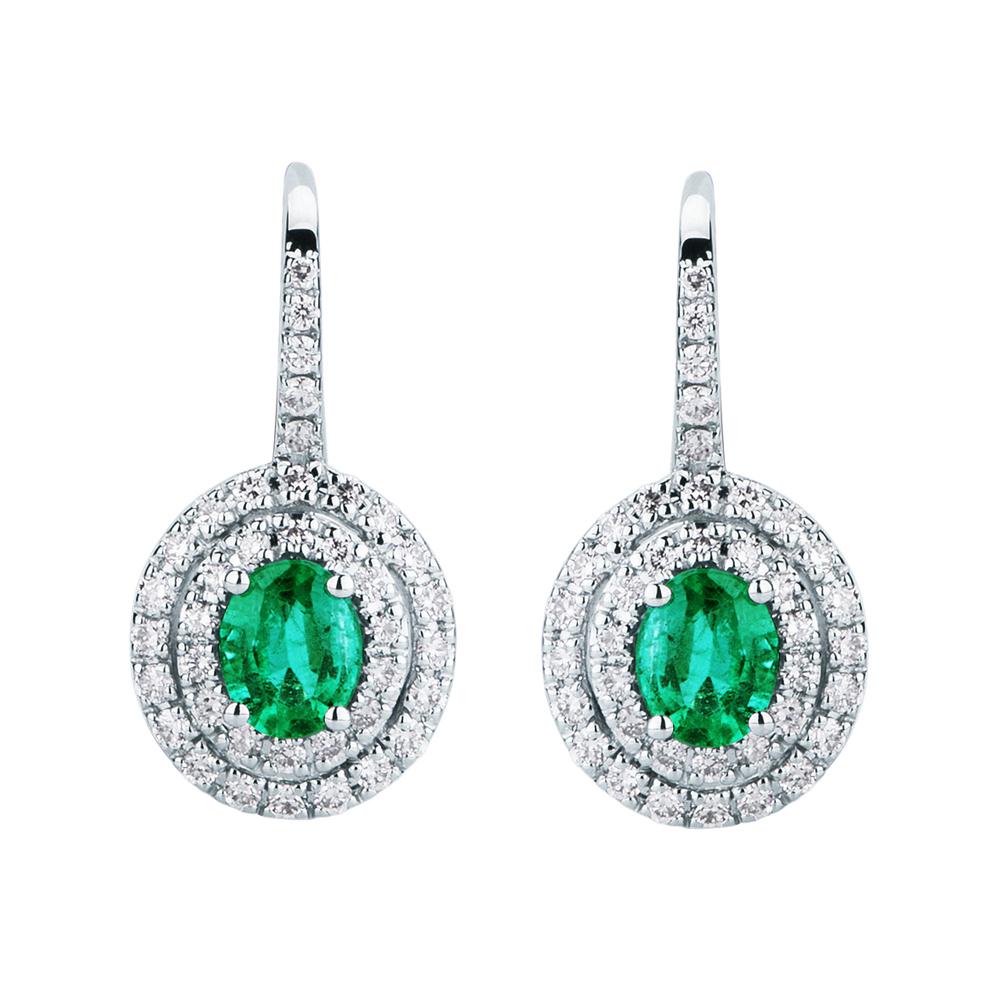 Orecchini monachella smeraldi ovali 0,58ct diamanti 0,43ct - MIRCO VISCONTI