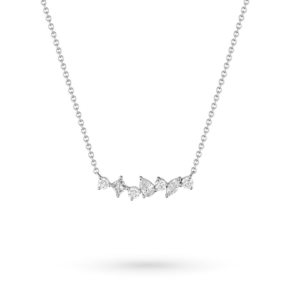 18kt white gold necklace fancy cut diamonds 0.61ct - BUONOCORE