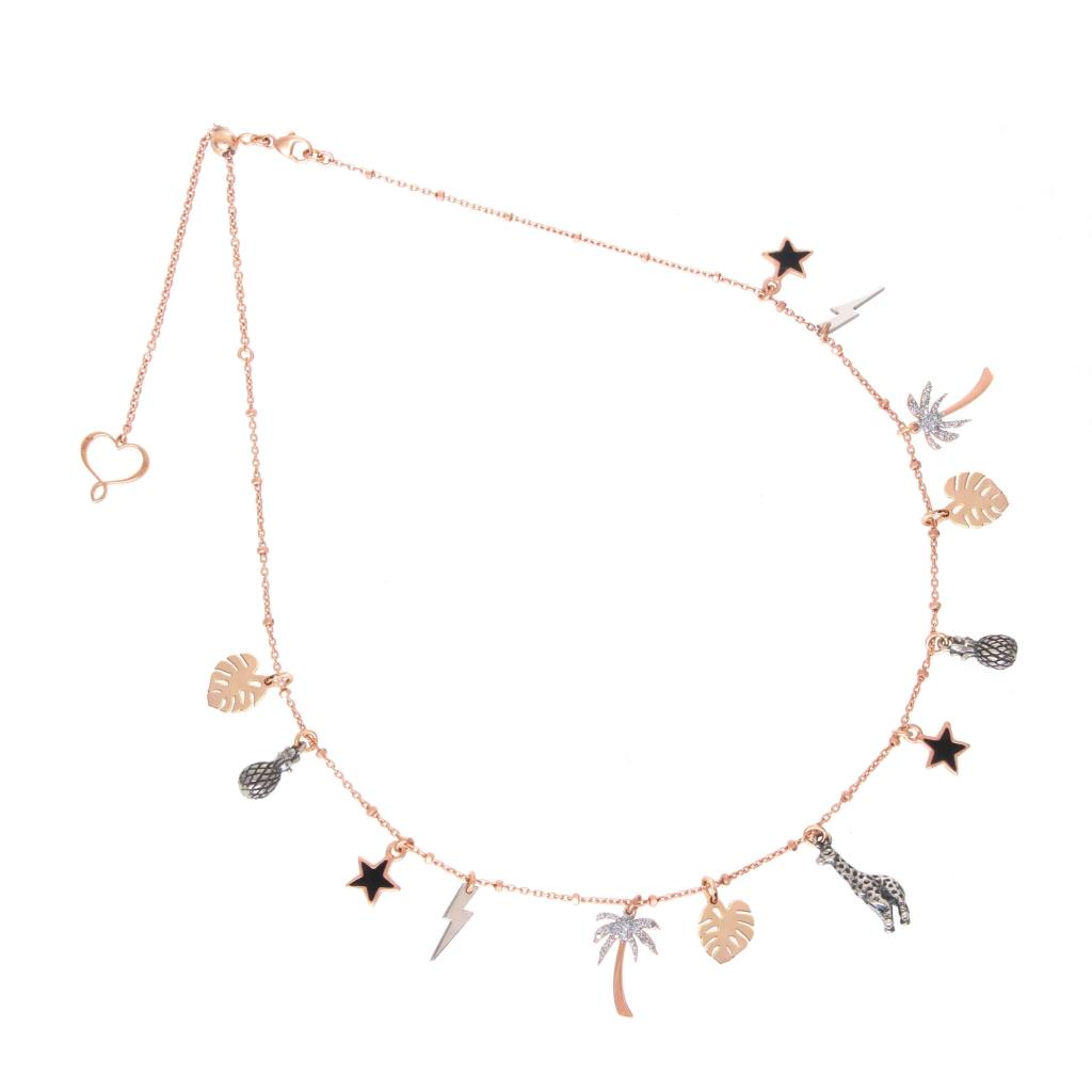 Collana con charms in argento 925 placcato in oro rosa - MAMAN ET SOPHIE