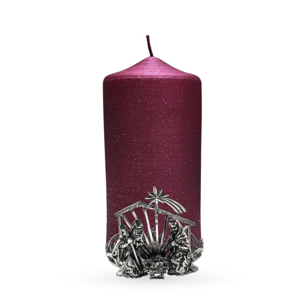 Christmas candle with base Nativity 925 sterling silver - LUSSO ITALIANO