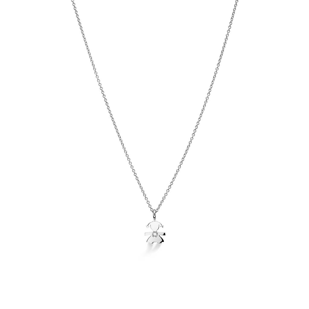 leBebe necklace LBB334 girl shape white gold diamond ct 0,00 - LE BEBE