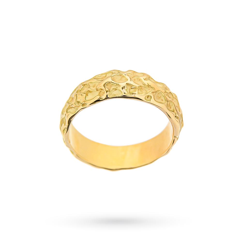 18kt yellow gold handcrafted ring rough surface - QUAGLIA