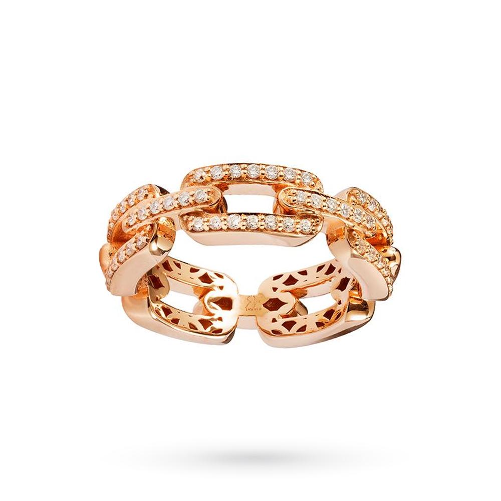 18kt rose gold chain ring diamonds RFJewels - RF JEWELS