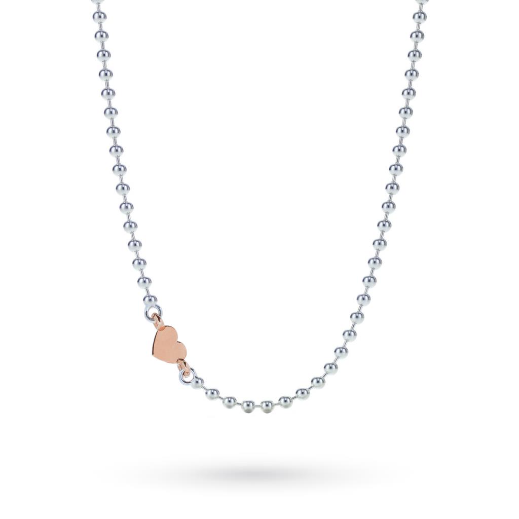 Dodo Mariani necklace with silver spheres heart rose gold - DODO MARIANI