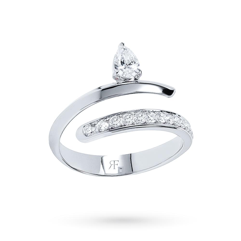 18kt white gold Twist ring diamond drop brilliants RFJewels - RF JEWELS