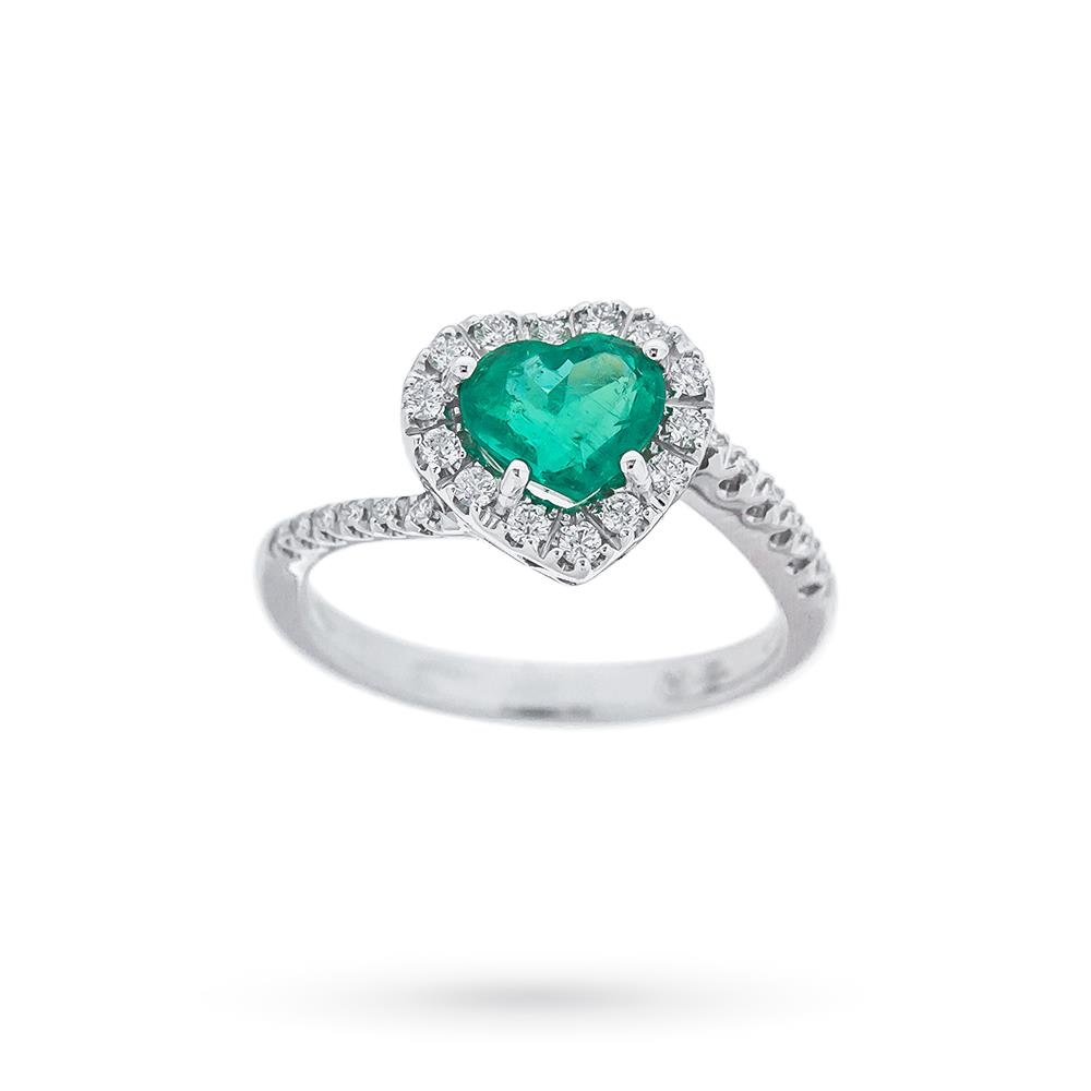 Anello smeraldo cuore 1,25ct contorno diamanti 0,24ct Mirco Visconti - MIRCO VISCONTI