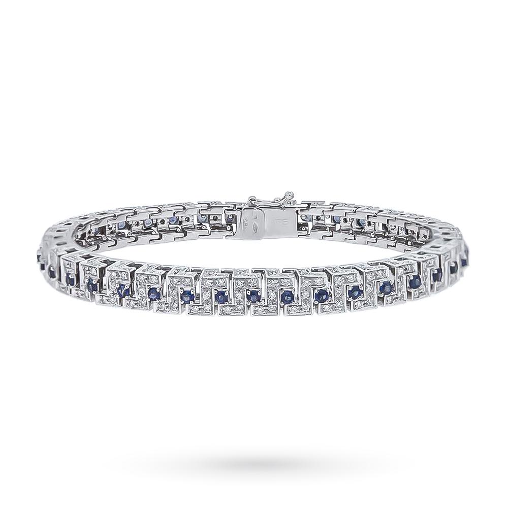 Tennis bracelet white gold diamonds 2.67ct sapphires 2.21ct - SALVINI