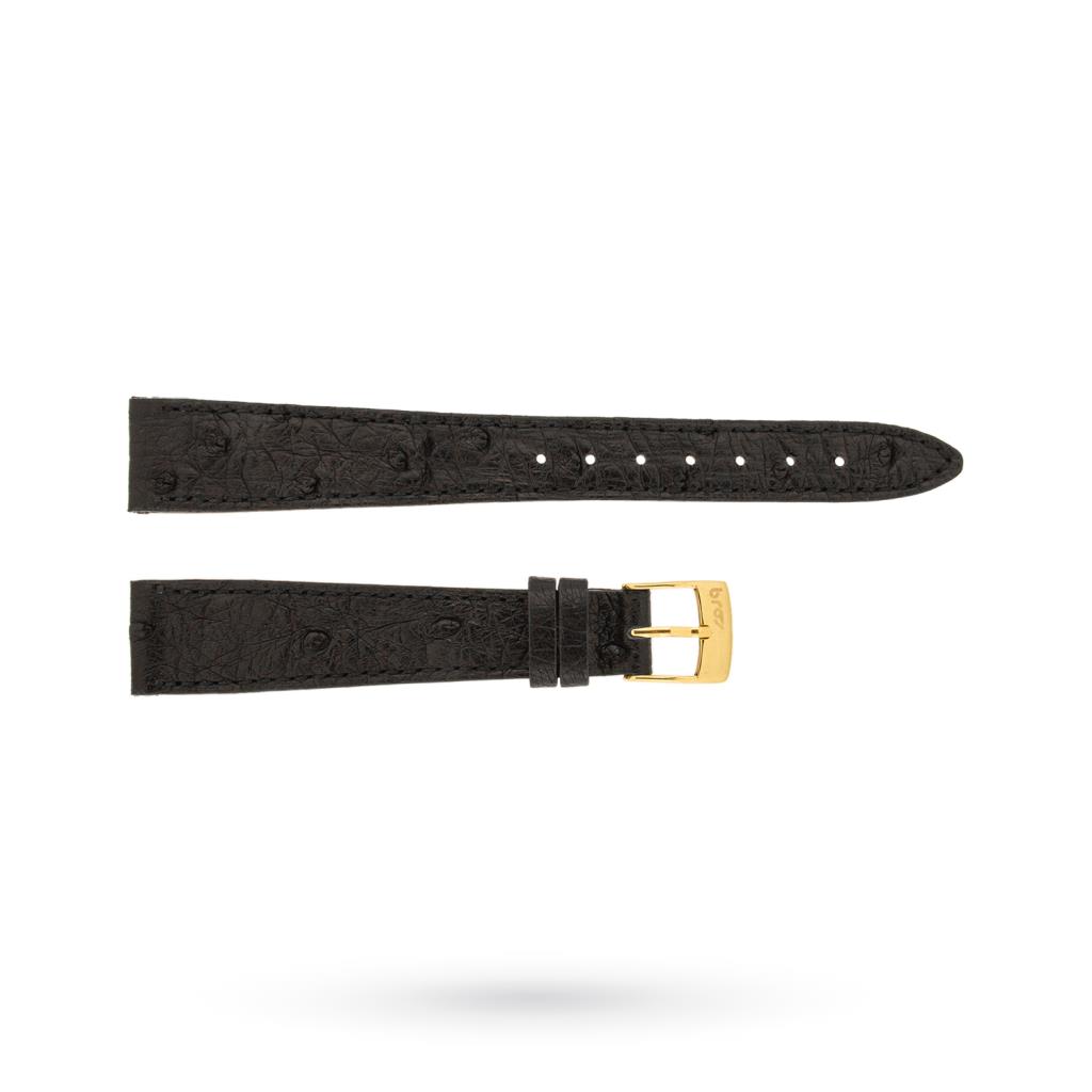 Handmade black ostrich strap 16-12mm - BROS