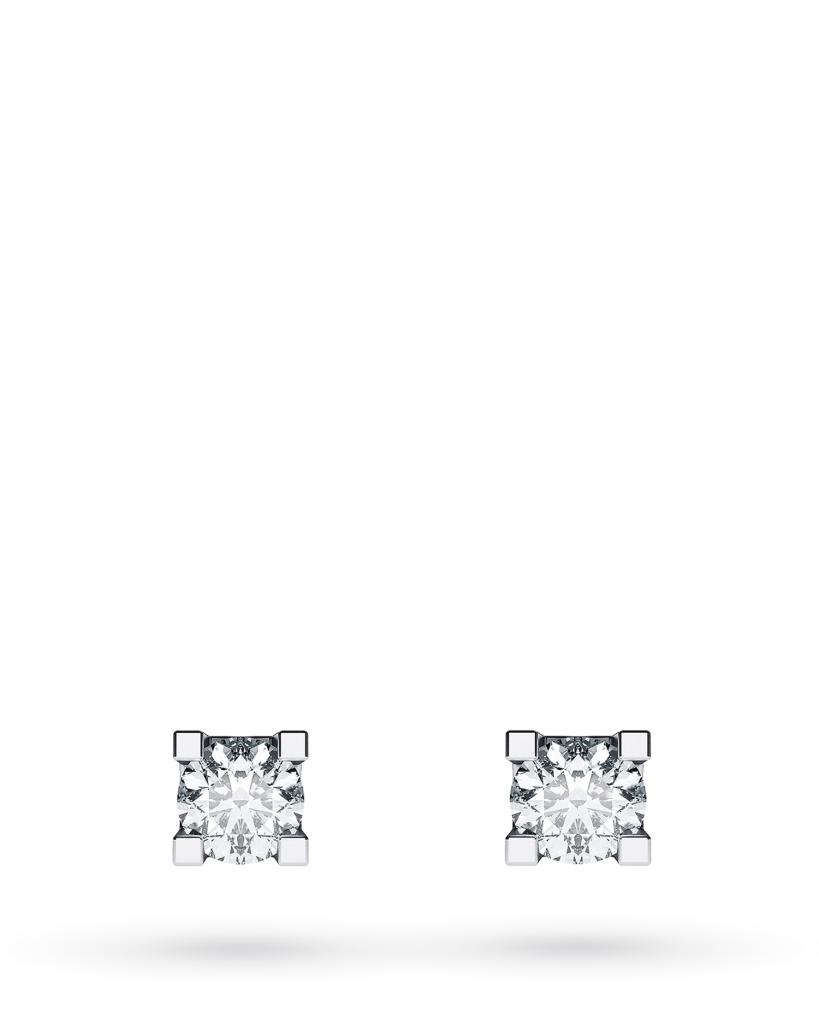 Orecchini a lobo 4 griff in oro bianco con diamanti ct 0,05 D VS - CICALA