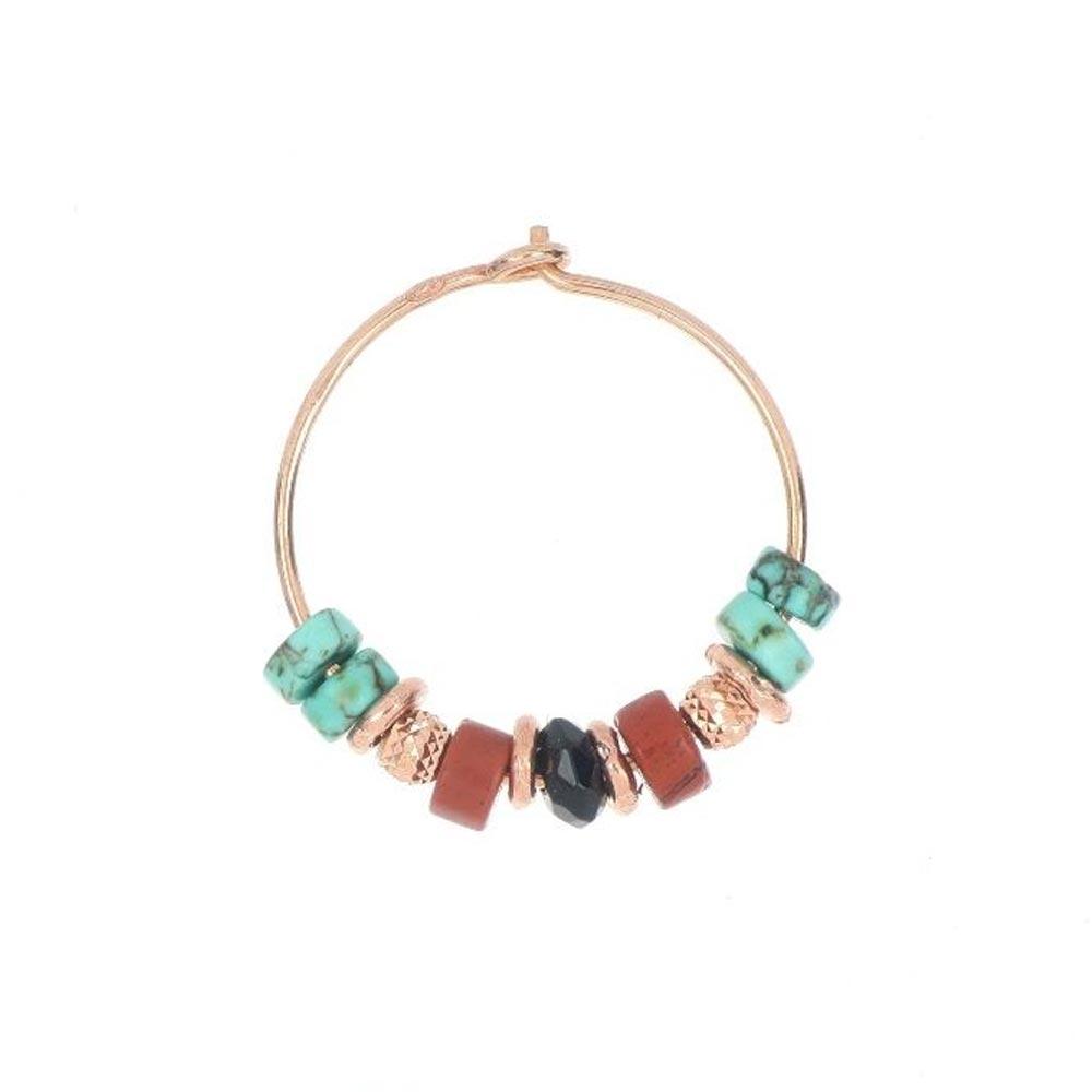 Small turquoise and red jasper hoop earring - MAMAN ET SOPHIE