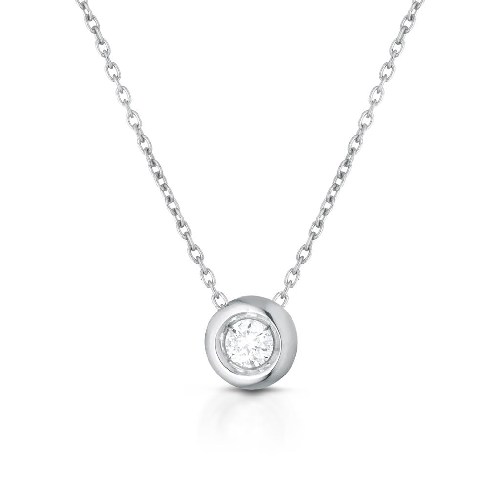 Round solitaire necklace gold and diamond 0,05ct - LELUNE