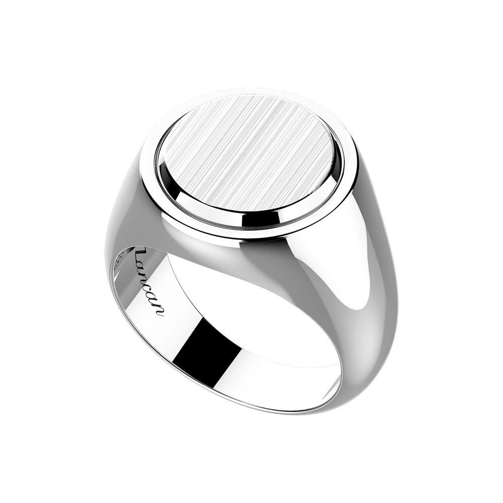 Silver ring with round satin plate - ZANCAN