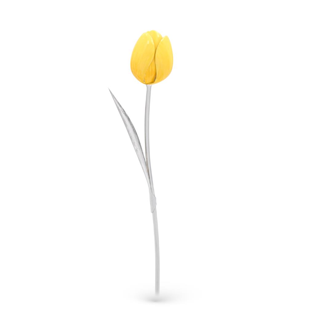 Tulipano soprammobile argento 925 smalto giallo h 23,5cm - GI.RO’ART
