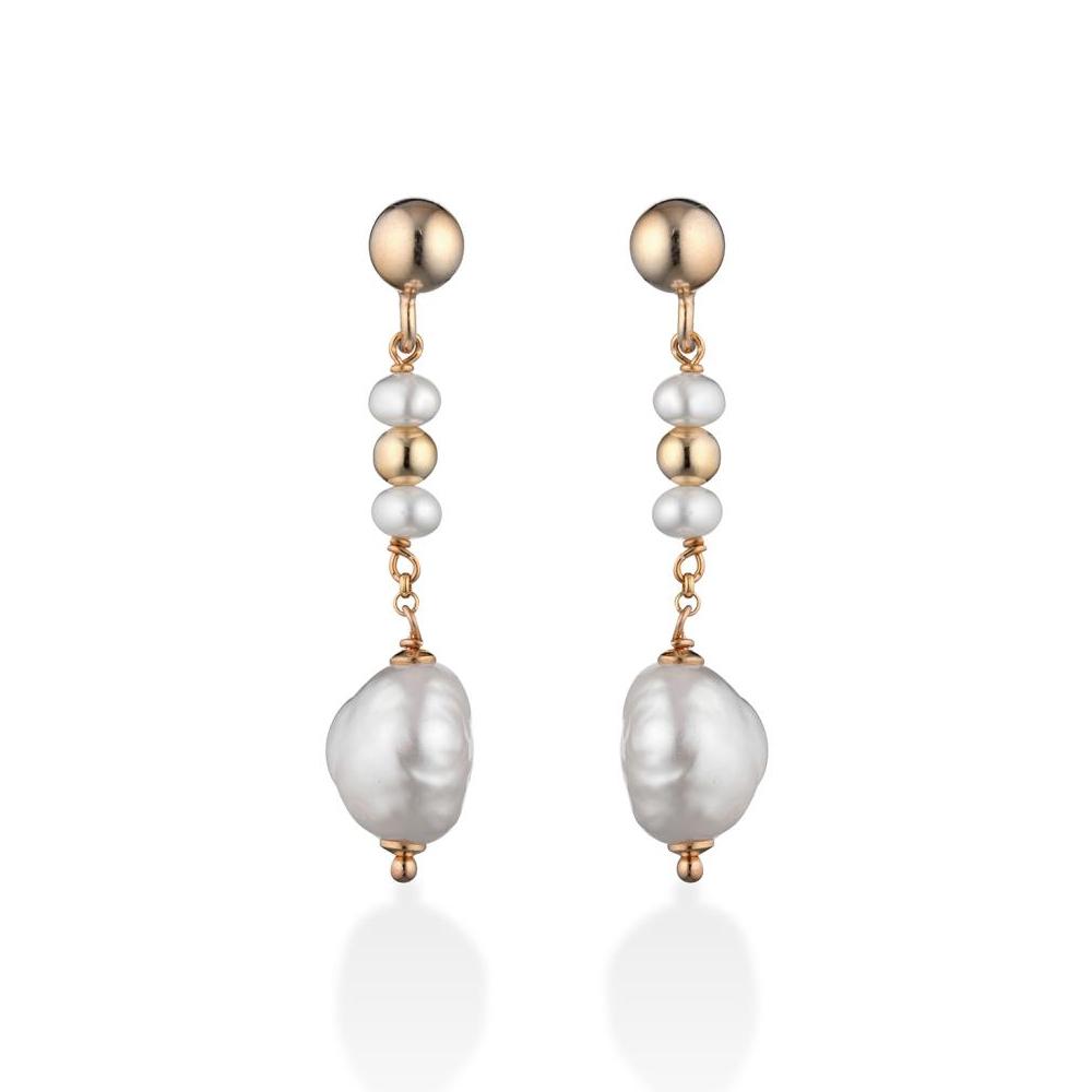 White pearl pendant earrings of different sizes - GLAMOUR