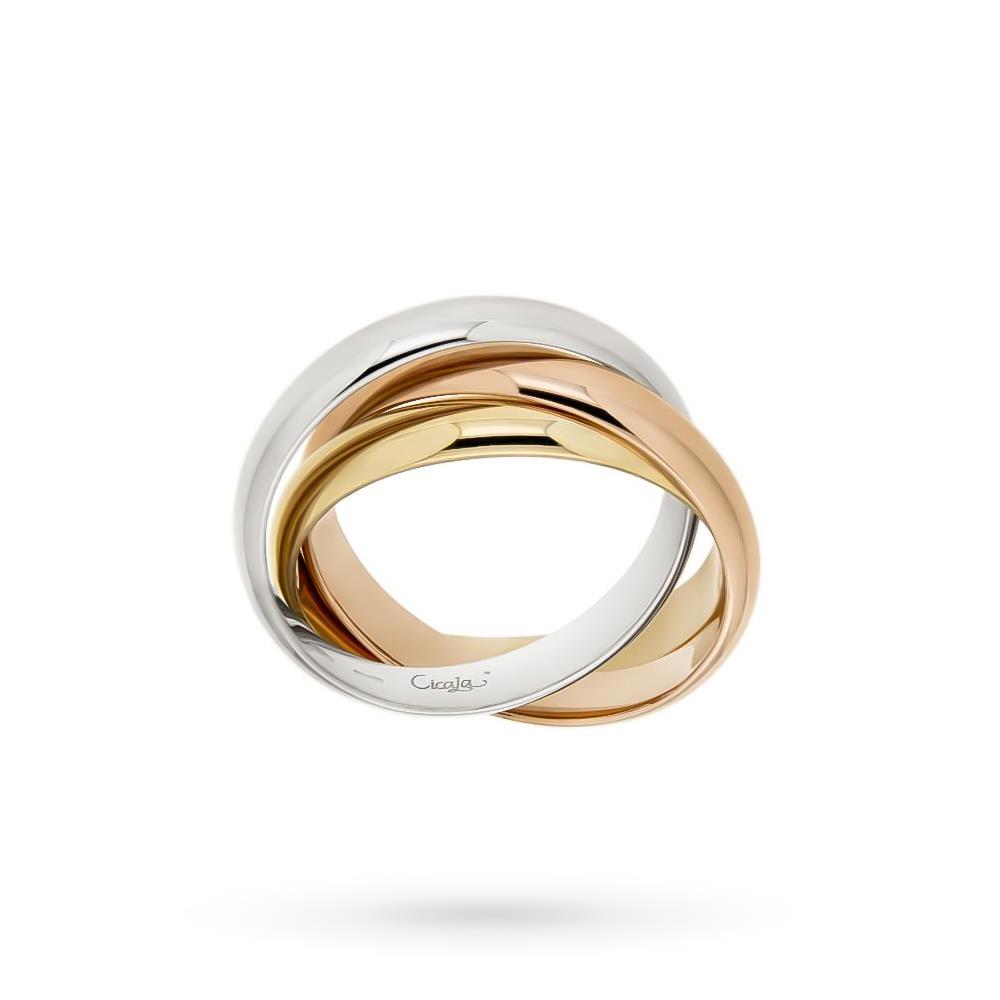 Three intertwined rings white yellow rose gold (large) - CICALA