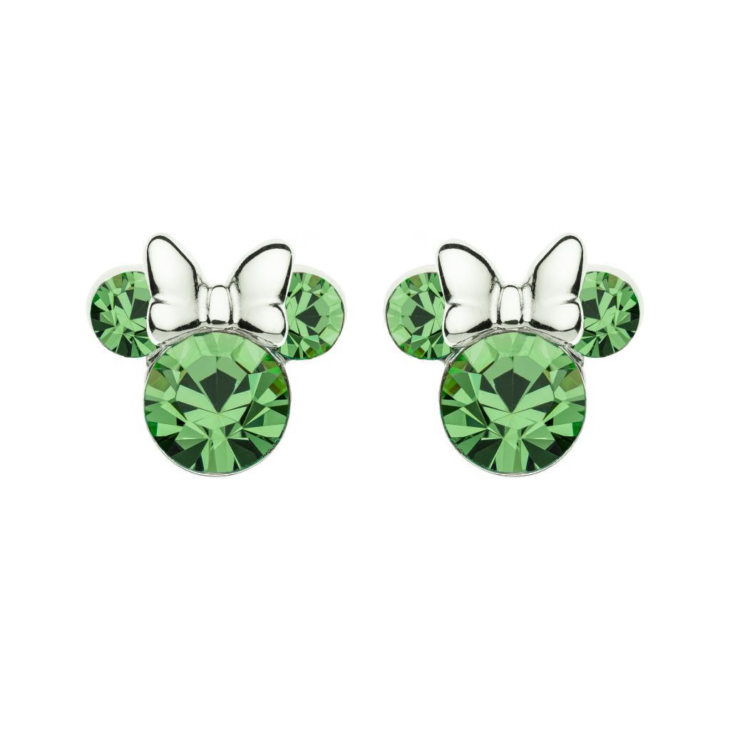 Orecchini bambina Disney Minnie argento cristallo verde peridoto - DISNEY