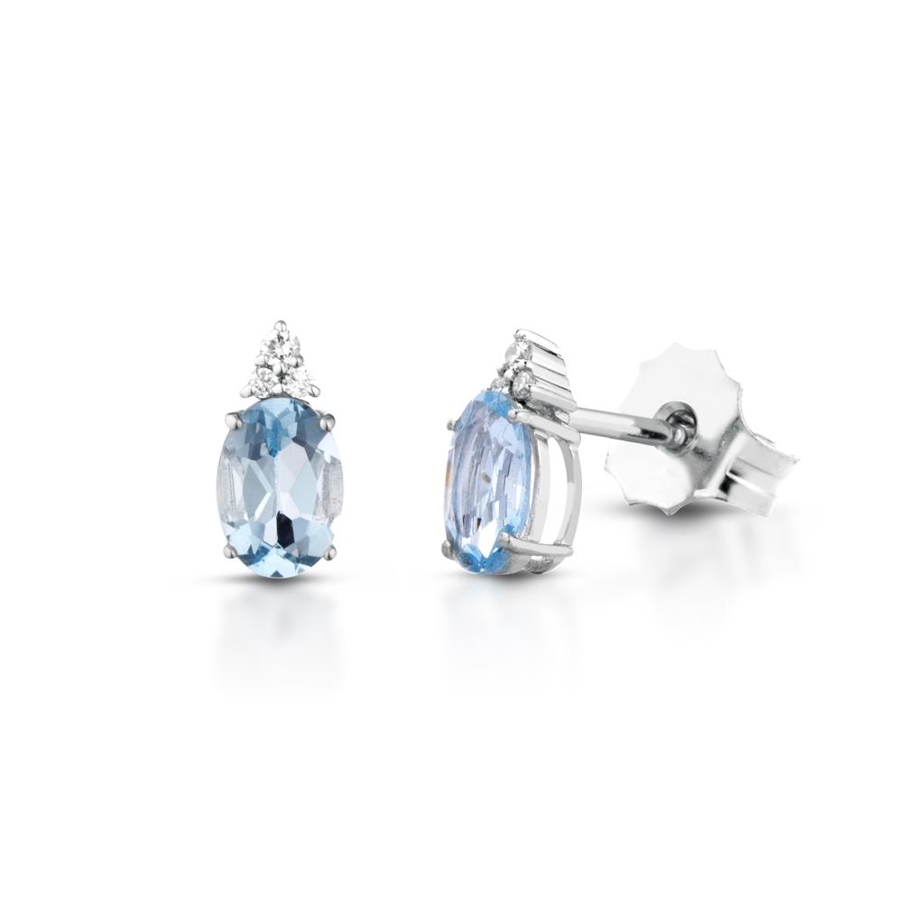 Earrings with 0.76ct aquamarines and diamonds - LELUNE