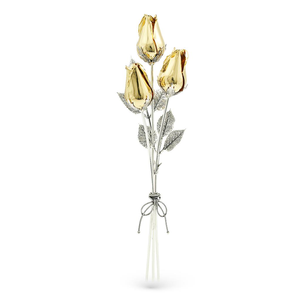 Mazzolino rose soprammobile argento 925 dorato h 25cm - GI.RO’ART