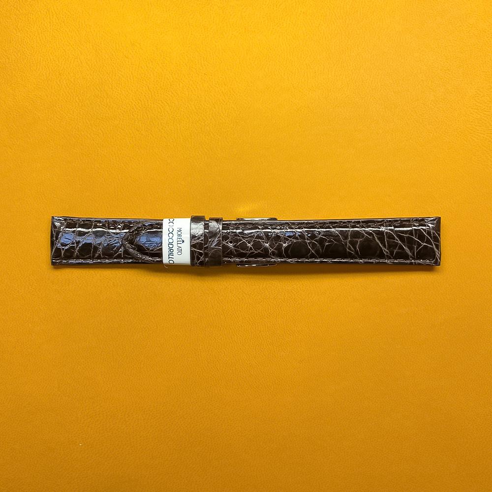 Semi-padded dark brown crocodile strap 18-16mm - MORELLATO