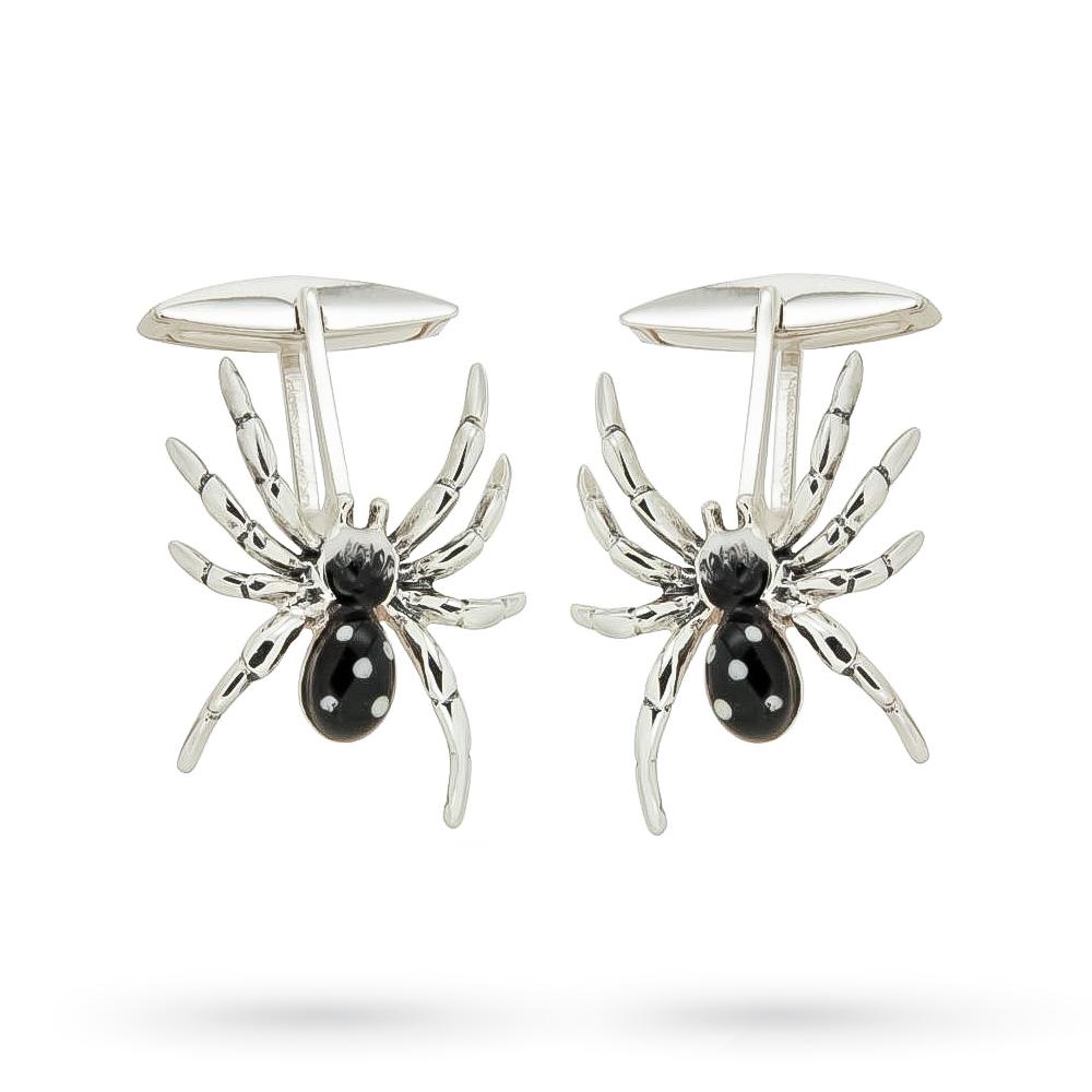 925 sterling silver cufflinks enameled spiders - SATURNO