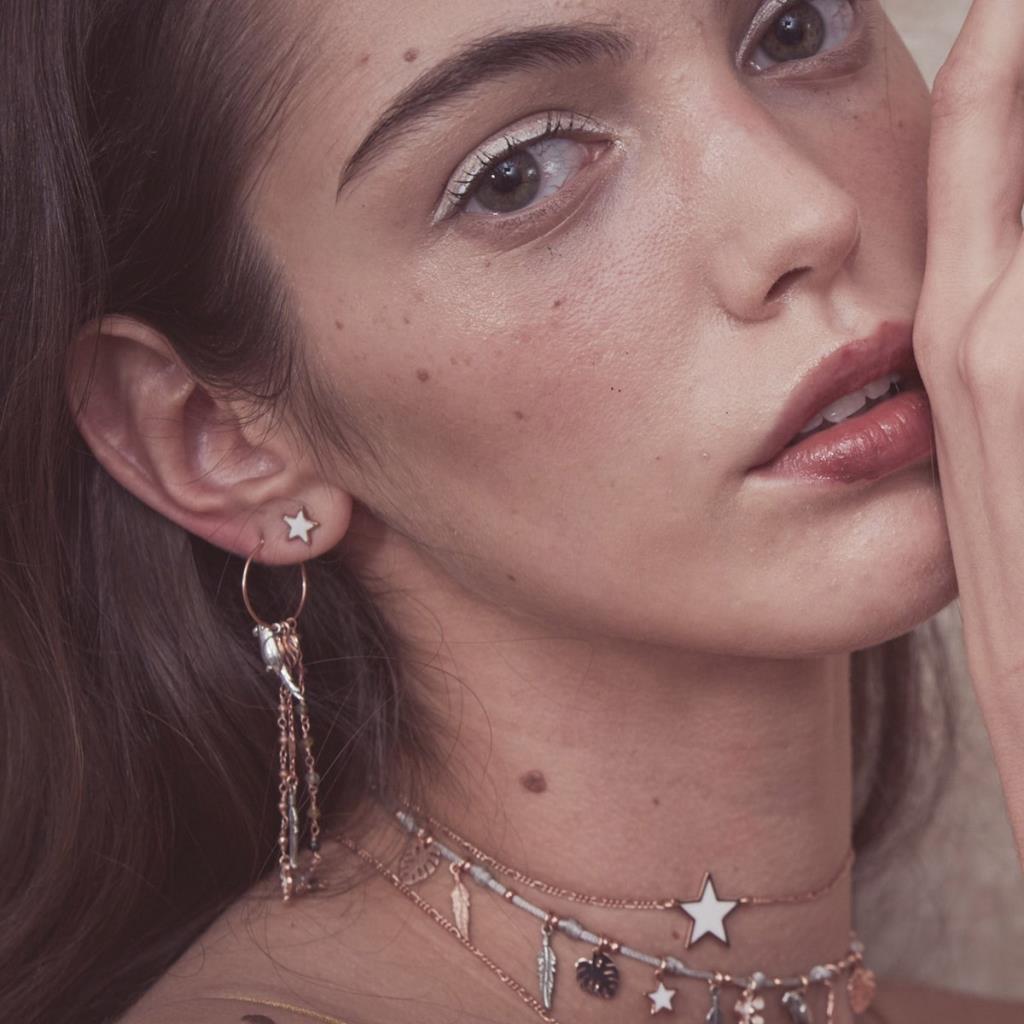 Orecchino singolo lobo stella bianca argento 925 - MAMAN ET SOPHIE