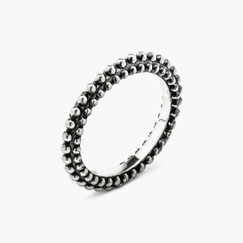 Fedina puntinata argento brunito lucido Nove25 - NOVE25