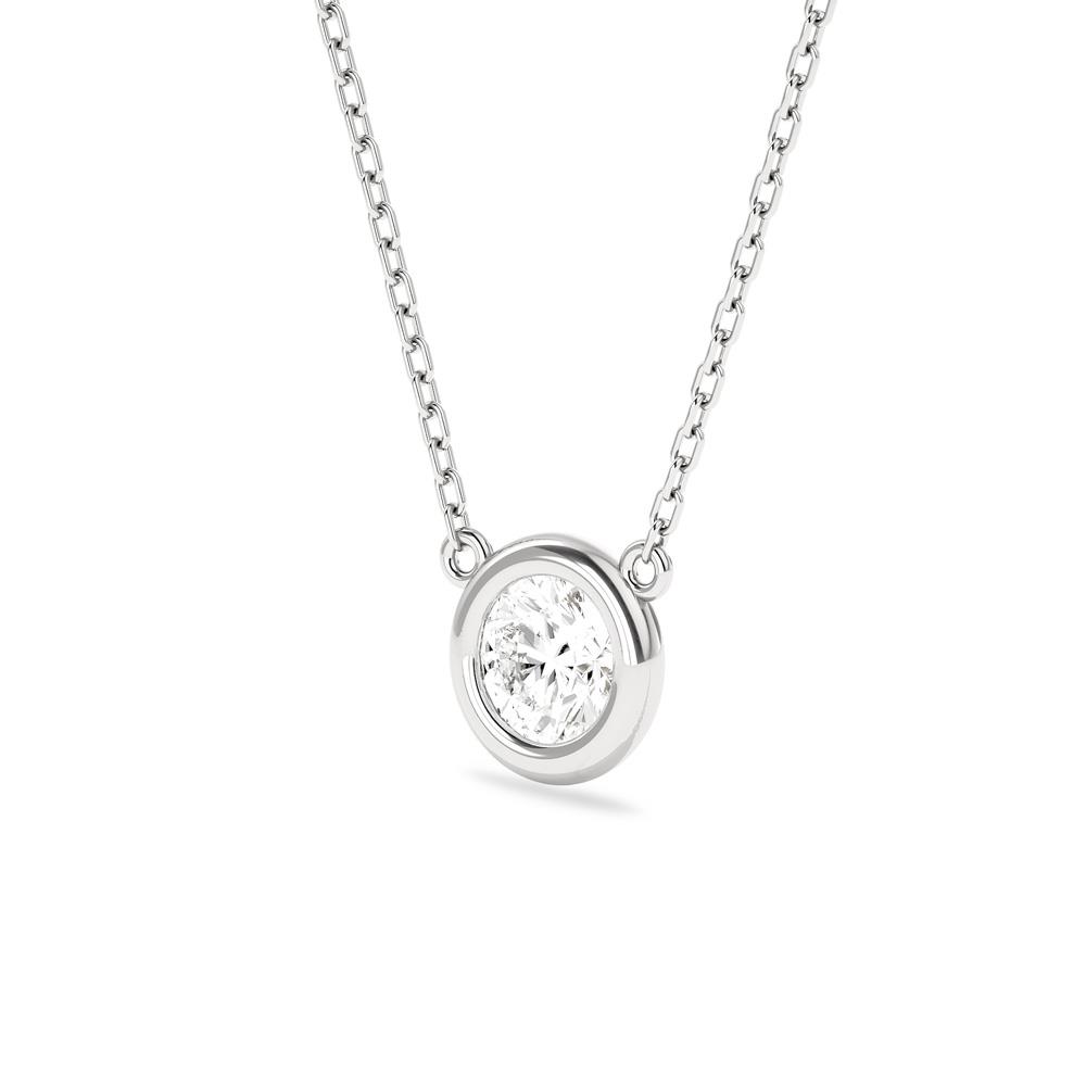  Girocollo Oro Bianco Diamante Solitario 0,50 Carati Lab-Grown - AMA