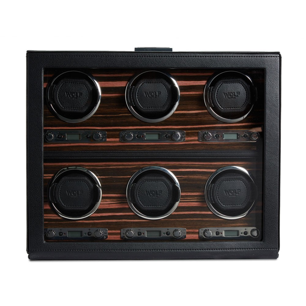  Wolf 6 Piece Watch Winder - Black - WOLF