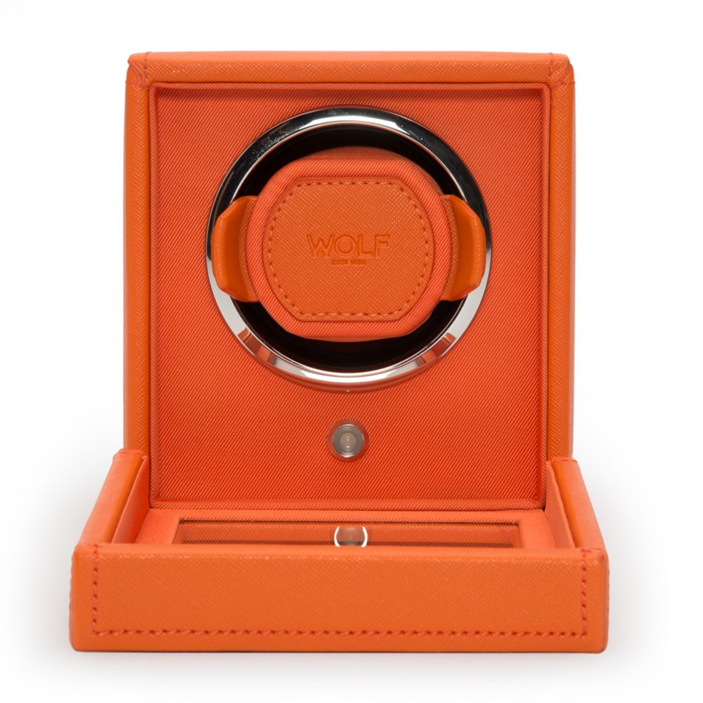  Wolf Single Watch Winder with Cover - Orange - WOLF