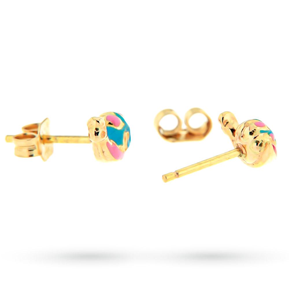  18kt Yellow gold snail earrings for girls with enamel  - LUSSO ITALIANO