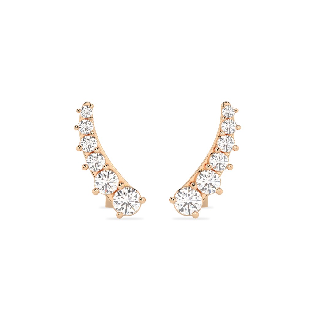  Ear Climbers Oro Rosa Diamanti 1,50 Carati Totali Lab-Grown - AMA