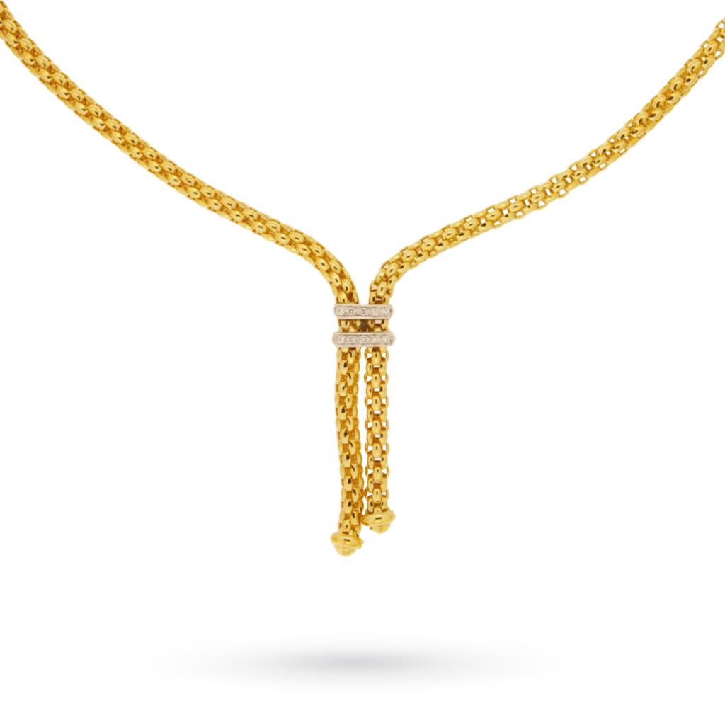  Yellow gold necklace with two pendants and diamonds | Fope | SOLO - FOPE
