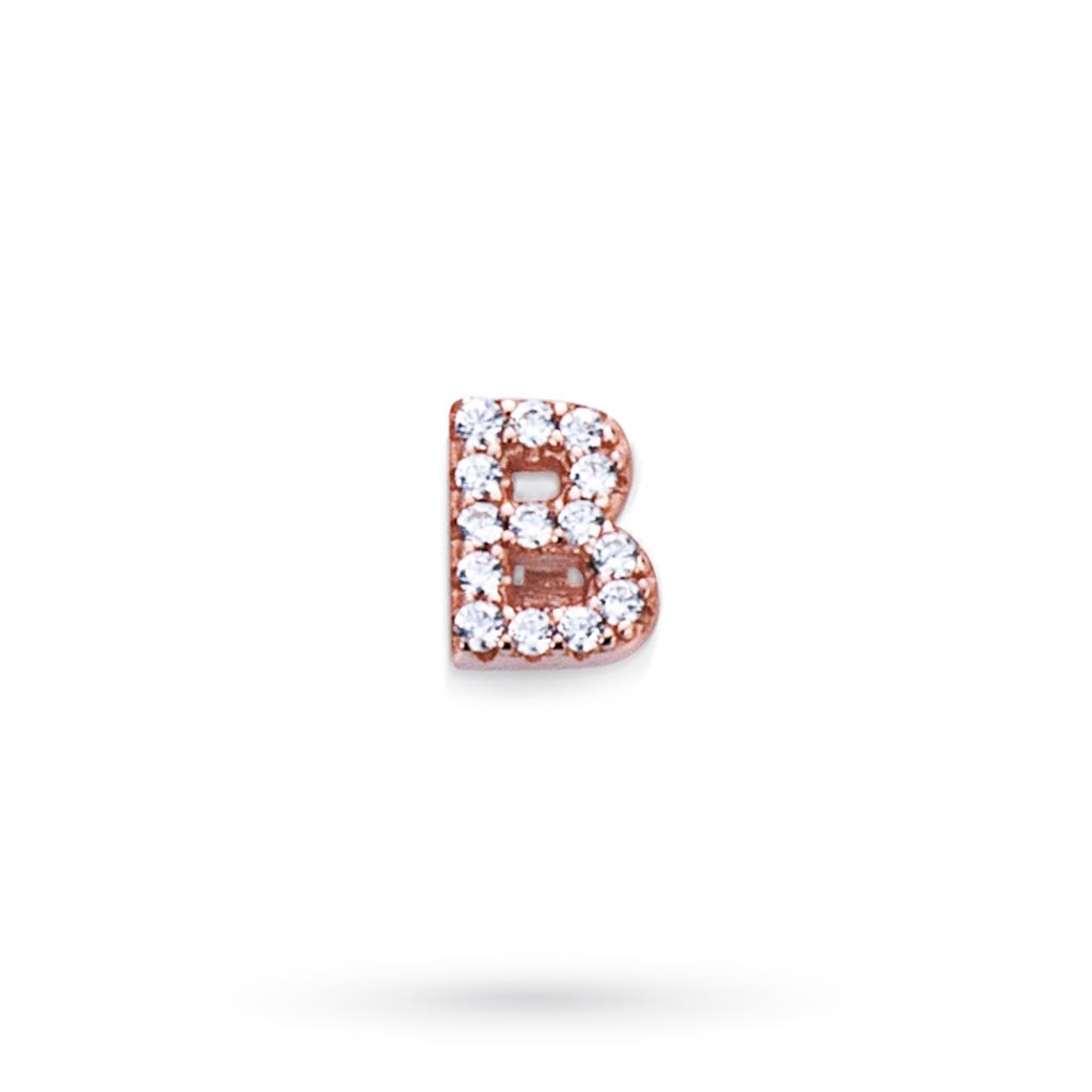 Componente lettera B in argento rosa con zaffiri  - MARCELLO PANE