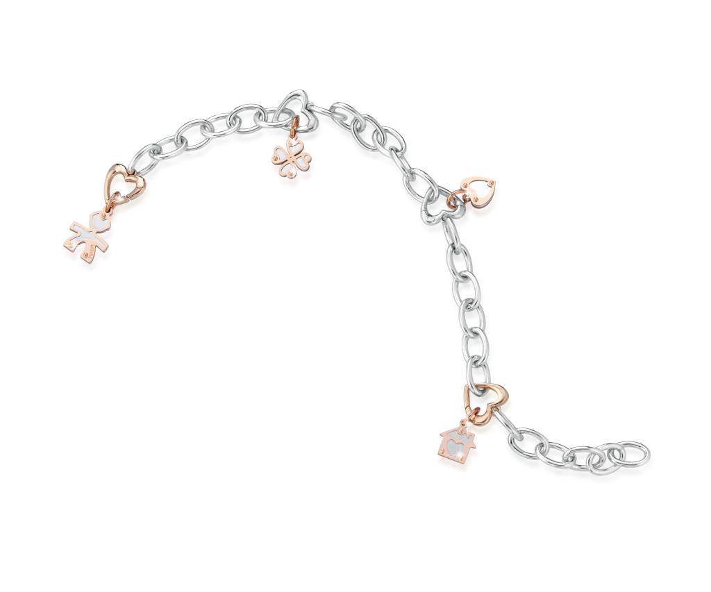  Link charm bracelet leBebe in 925 sterling silver and 9kt rose gold - LE BEBE