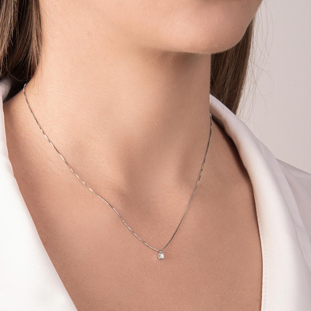 Solitaire diamond necklace in white gold 0,05ct Mirco Visconti - MIRCO VISCONTI
