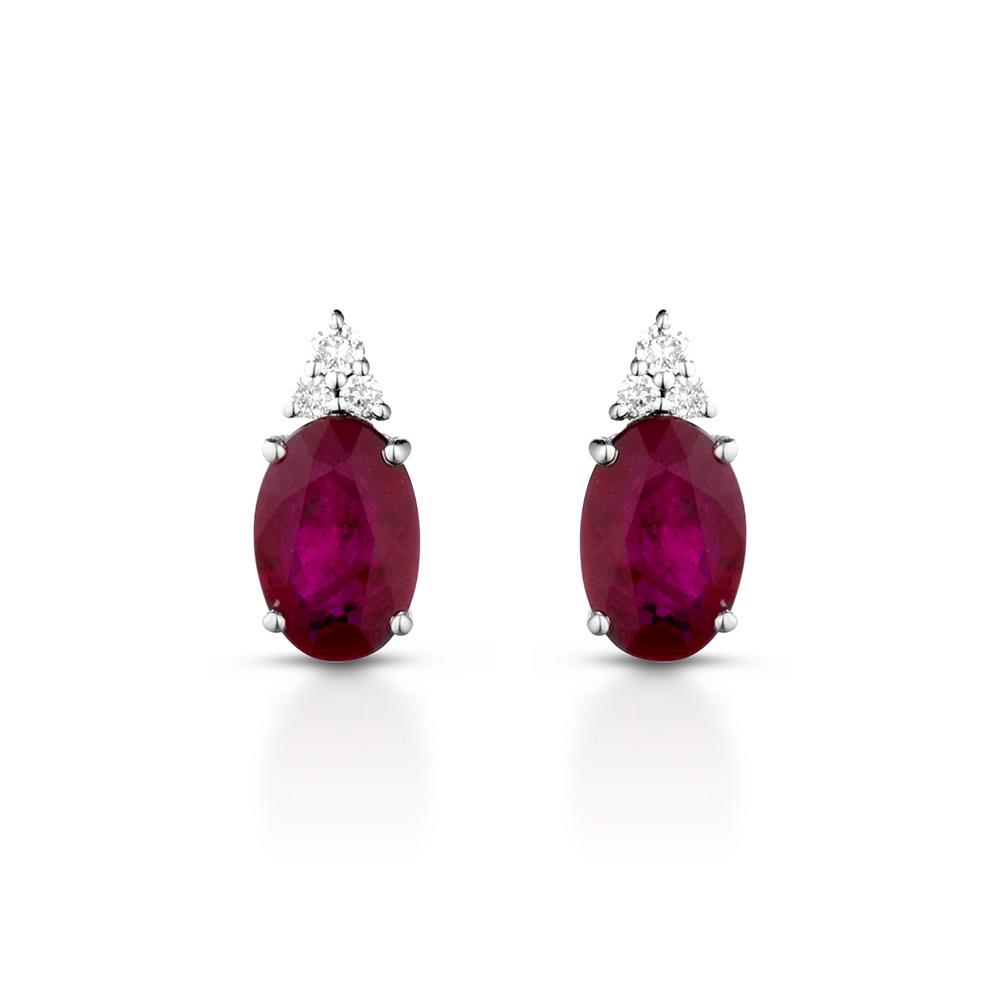 Gold earrings with diamonds and 0,98ct rubies - LELUNE
