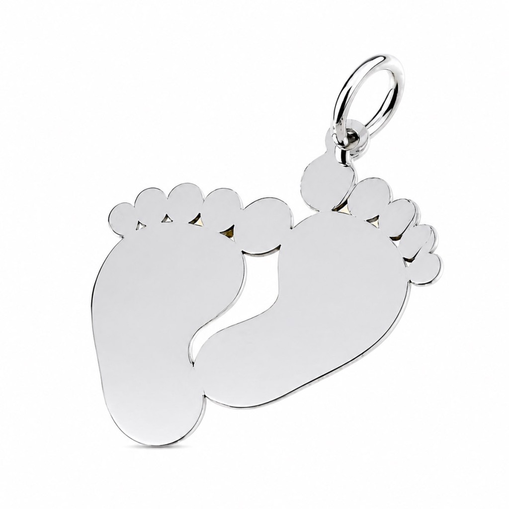 Ciondolo Piedini Oro Bianco Lucido 18kt 17x20 mm - LUSSO ITALIANO