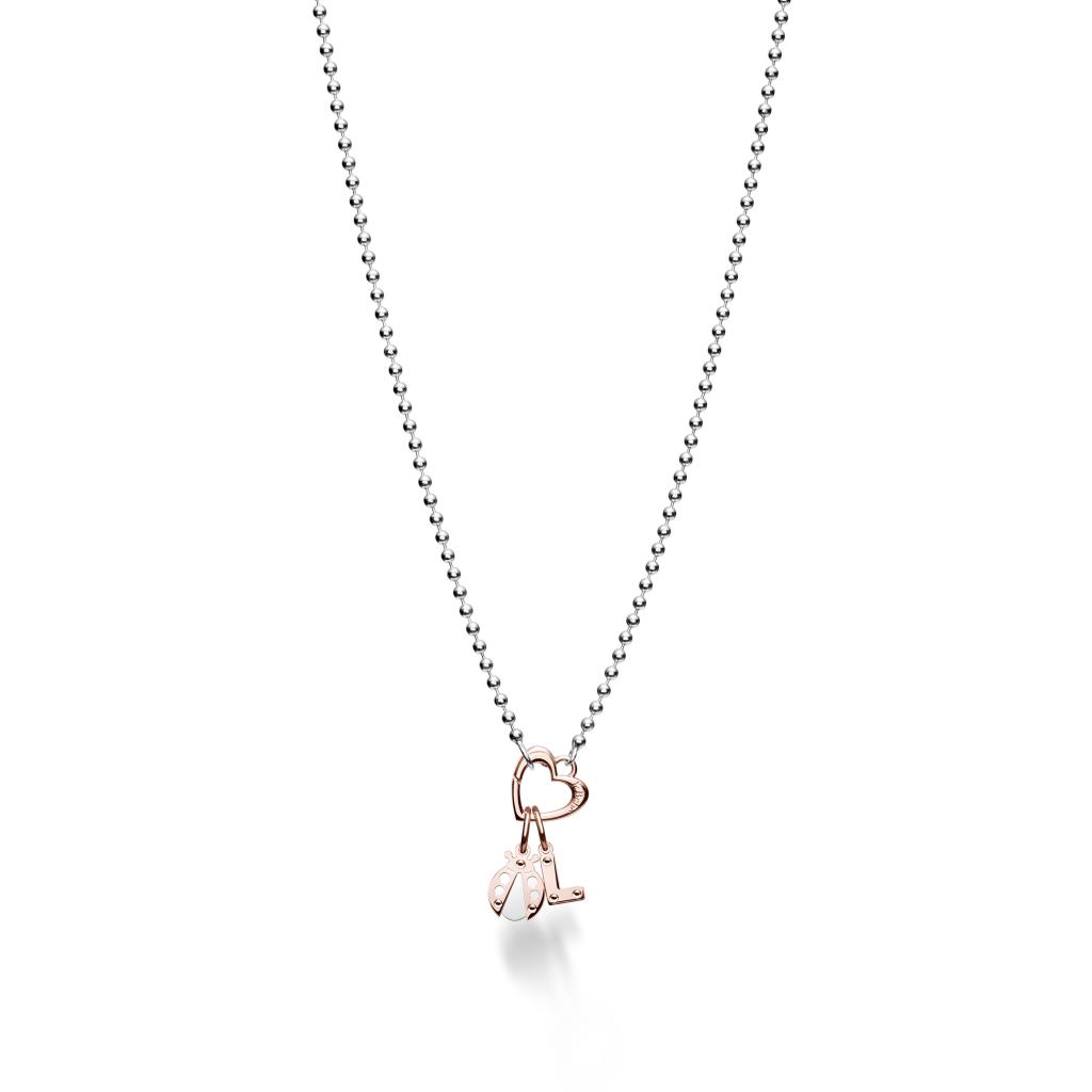  Silver necklace and rose gold heart-shaped clasp - LE BEBE