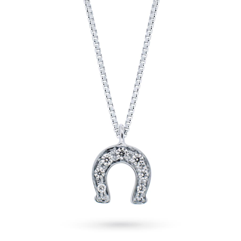 White gold horseshoe necklace with 0.05 ct diamonds - MIRCO VISCONTI