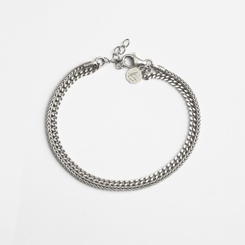 Nove25 burnished silver fox tail two-strand bracelet - NOVE25