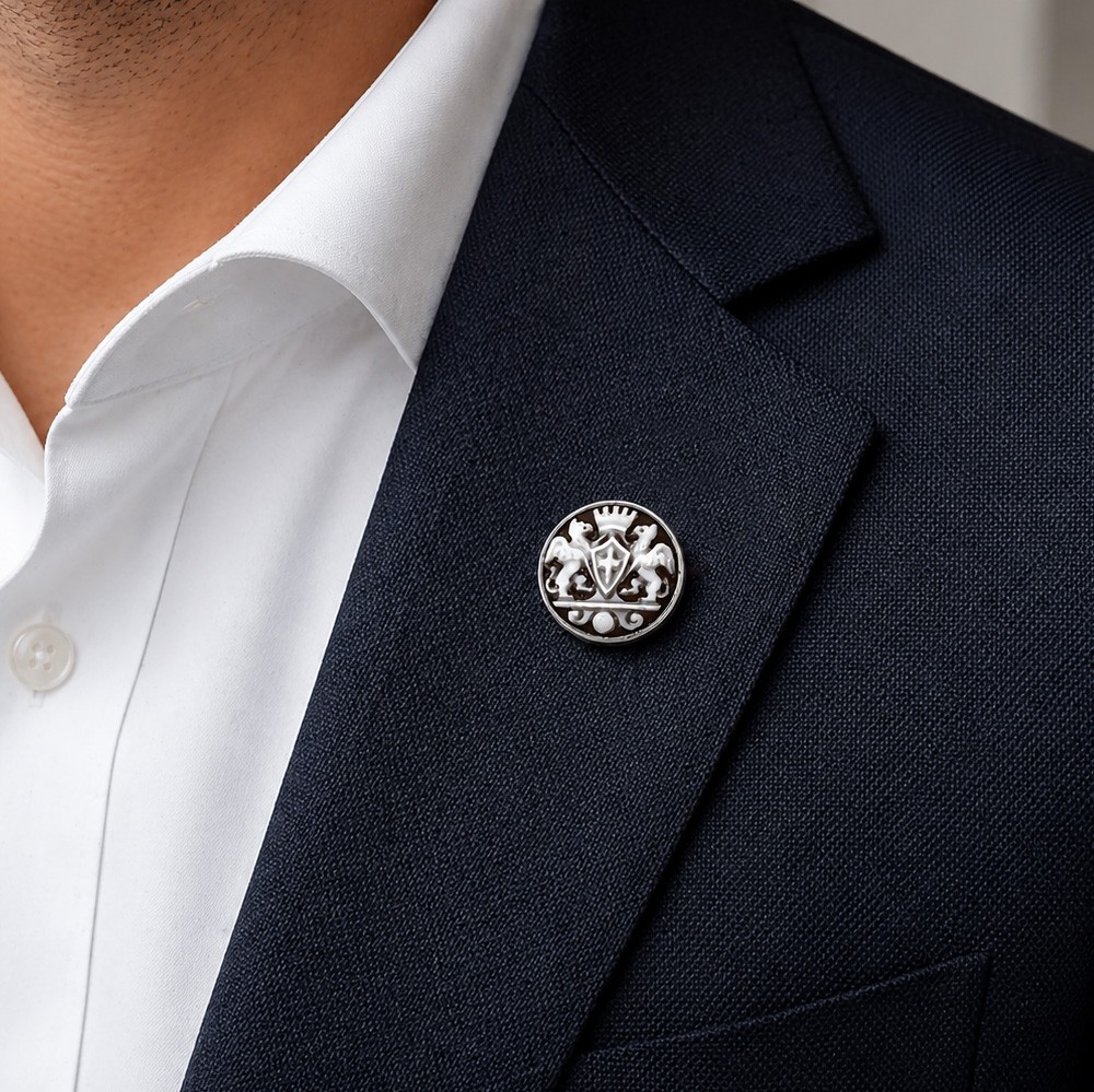 Spilla da Giacca in Argento e Cammeo con Stemma di Genova - CICALA