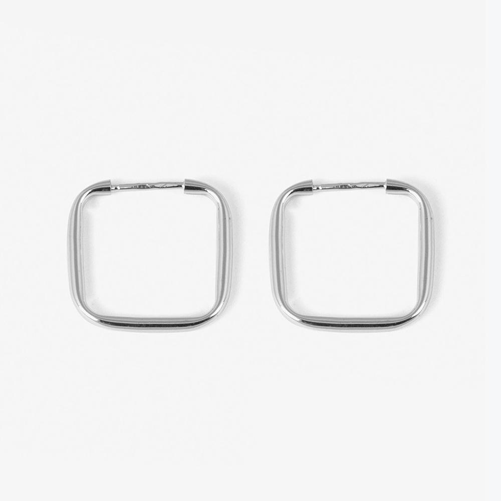 Orecchini coppia quadrato filo tondo argento rodiato Nove25 - NOVE25
