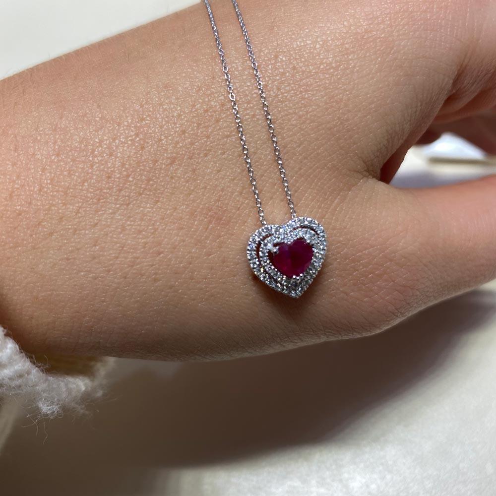  Girocollo rubino cuore 0,59ct diamanti 0,17ct Mirco Visconti - MIRCO VISCONTI