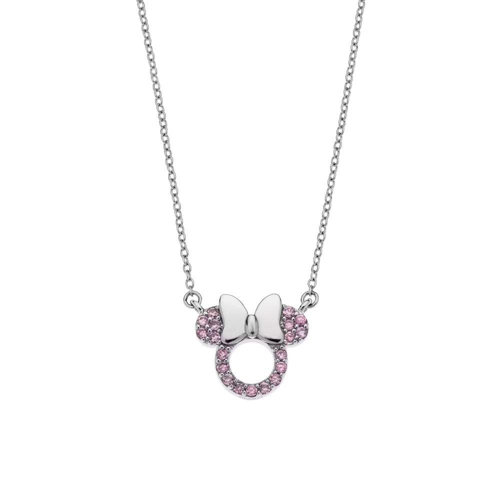 Disney necklace 925 silver Minnie light pink crystals - DISNEY