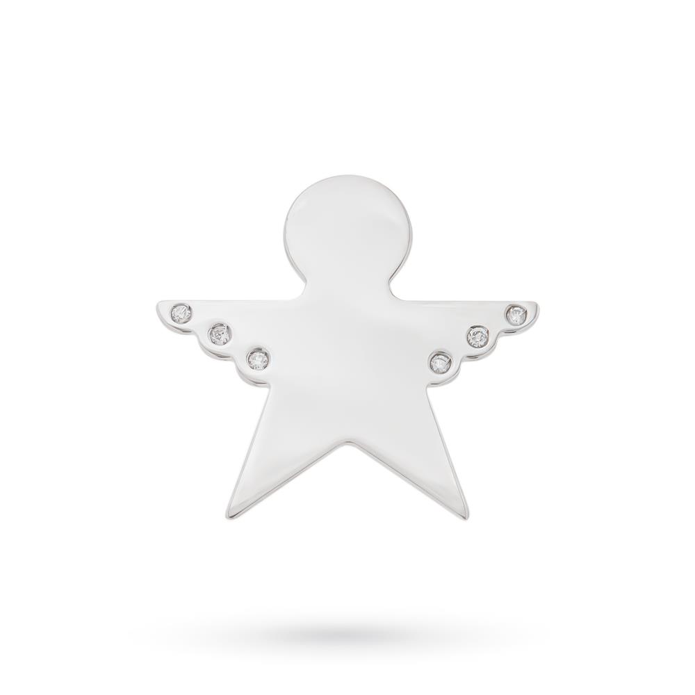 Ciondolo angioletto stella oro bianco 9kt diamanti (grande) - LUSSO ITALIANO