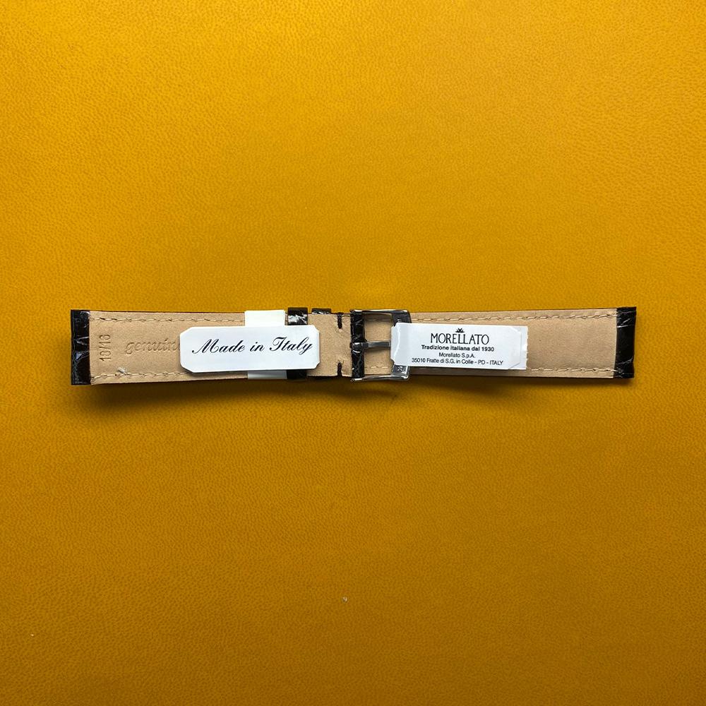 Cinturino coccodrillo nero semimbottito 18-16mm - MORELLATO