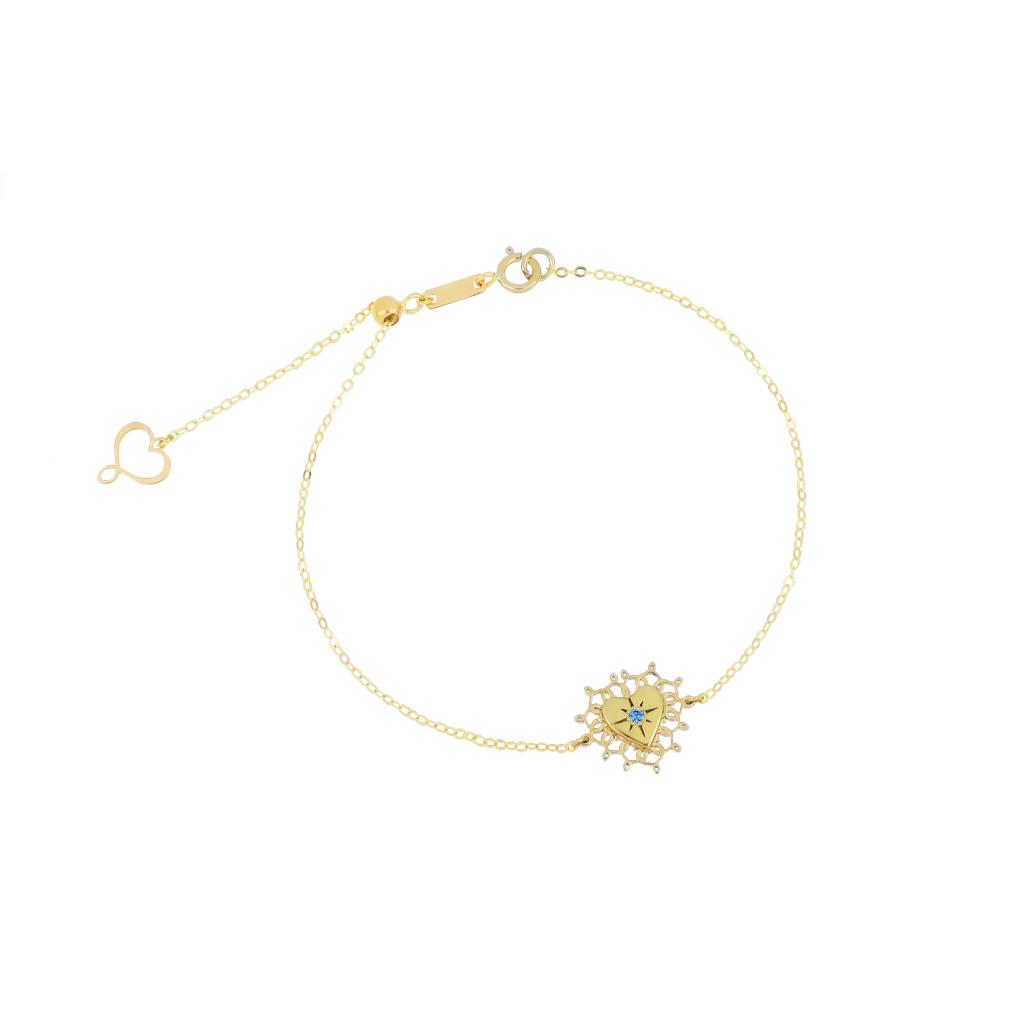 Maman et Sophie bracelet BPNVMZA blue sapphire sacred heart - MAMAN ET SOPHIE