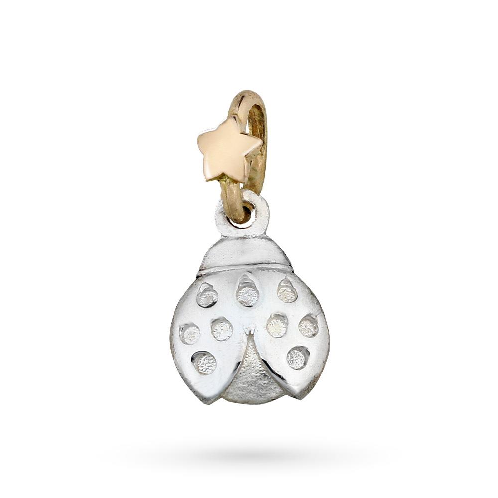 Ciondolo coccinella portafortuna in argento