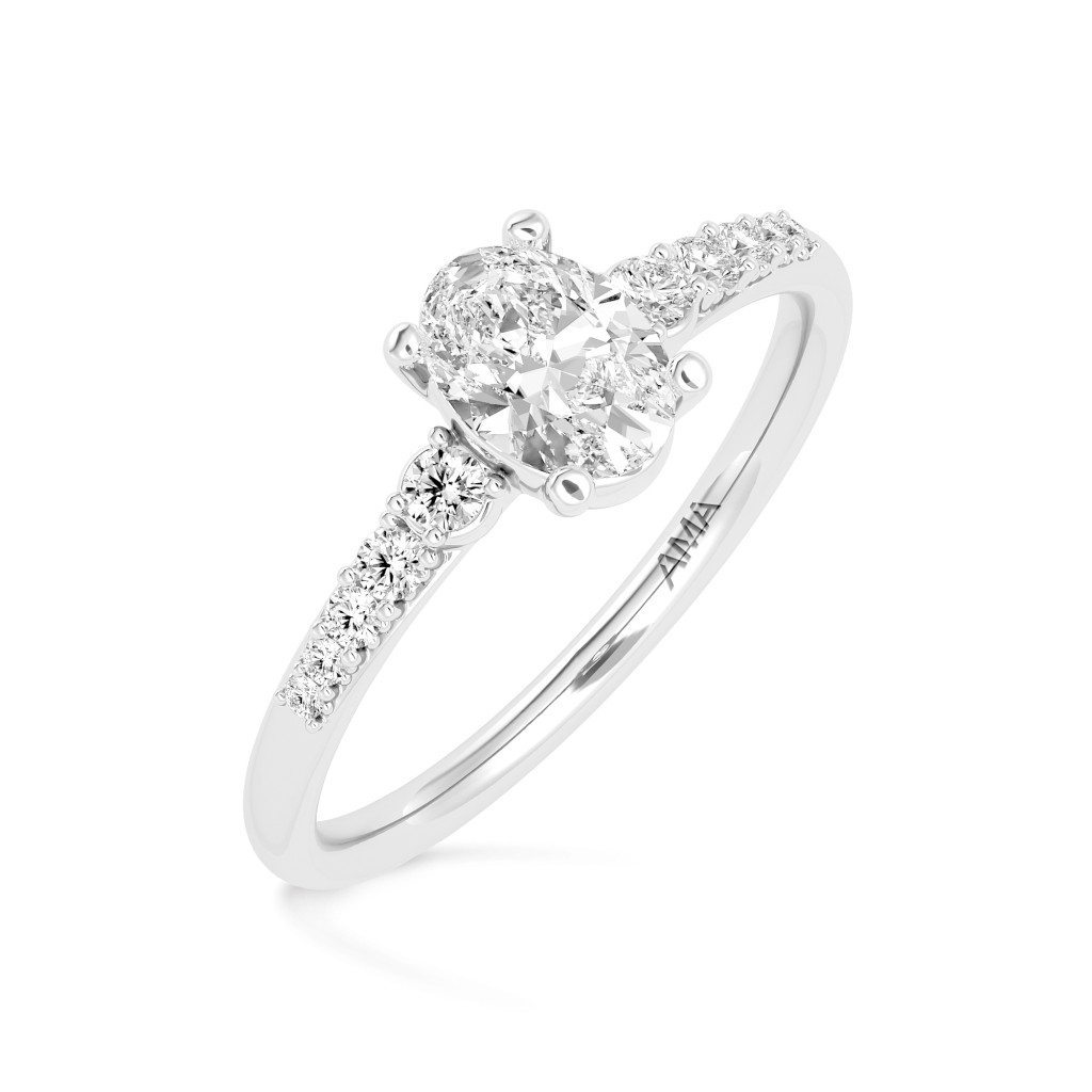 0.7 Carat Lab-Grown Oval Diamond Solitaire Ring - size 22