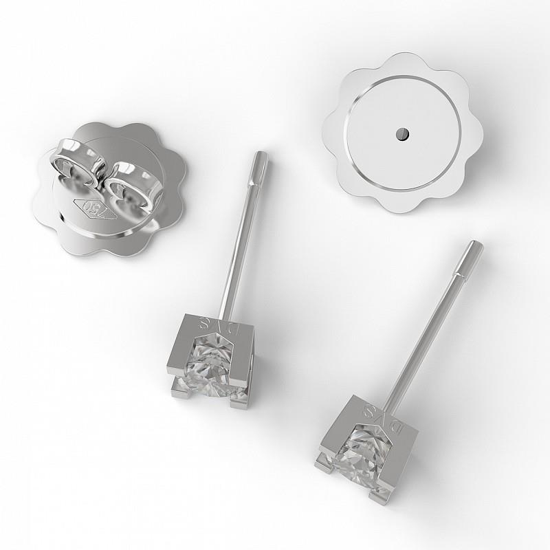  Orecchini a lobo 4 griff in oro bianco con diamanti ct 0,35 D VS - CICALA